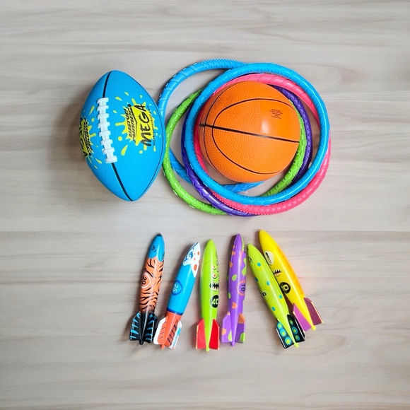 Value Assortment Set of Kids Multicolored Pool or Beach Toys 13 Pieces Total - Picture 1 of 16